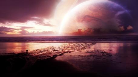 Alien planet at dusk wallpaper