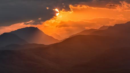 Fiery Mountain Sunset wallpaper