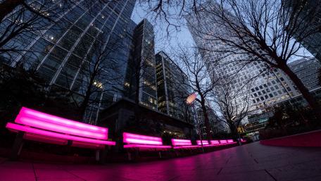 Pink neon light benches wallpaper