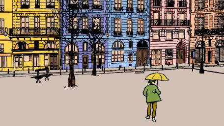 Man in the street drawing wallpaper