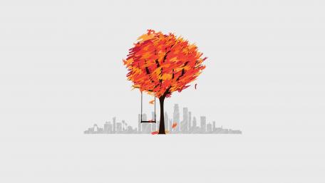 Tree swing minimal art wallpaper