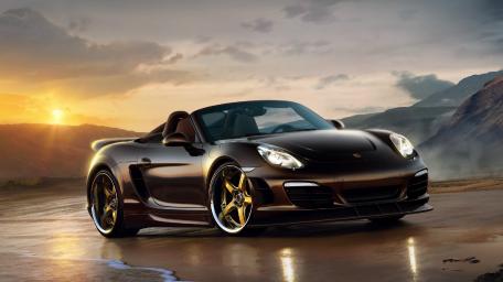Sunset Drive in Porsche Cabriolet wallpaper