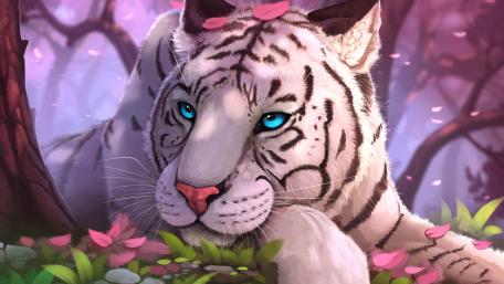White tiger fantasy art wallpaper