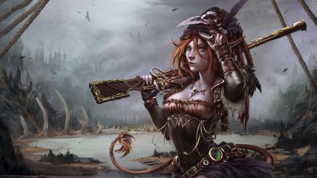 Steampunk woman warrior art wallpaper