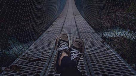Urban Sneakers on a Suspension Bridge wallpaper