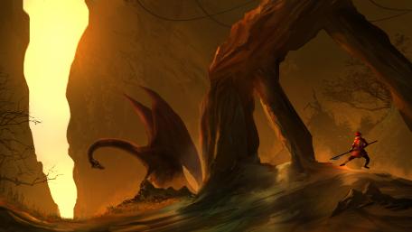 Dragon vs Japanese warrior wallpaper
