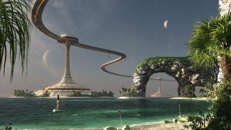 Futuristic beach wallpaper