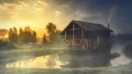 Dreamy hut wallpaper