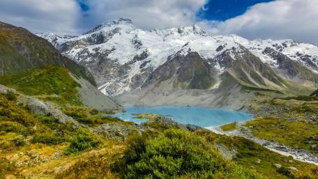 Mount Sefton and Mueller Lake (New Zealand) wallpaper