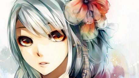 Ethereal Anime Maiden Gaze wallpaper