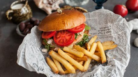 French fries and Hamburger wallpaper