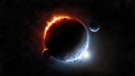 Alien planet with double Moon wallpaper