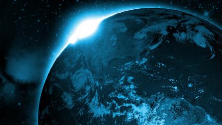 Glowing blue Earth wallpaper