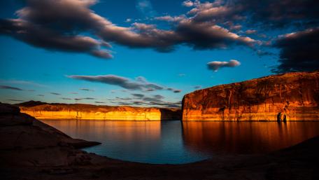 Golden Hour at Serene Canyon Lake wallpaper