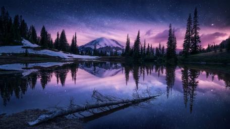 Winter night reflection wallpaper