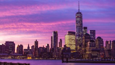 Purple cityscape wallpaper