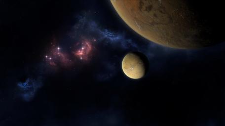 Planet and it's moon wallpaper