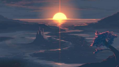 Fantasy sunset landscape wallpaper