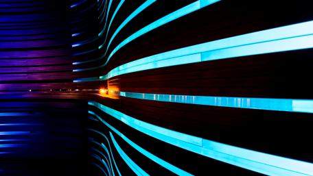 Neon Blue Waves of Light wallpaper