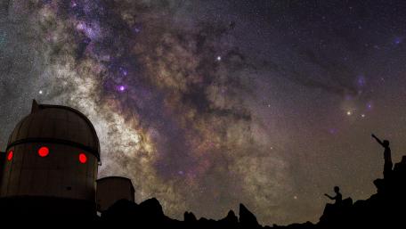 Starry night sky observation wallpaper