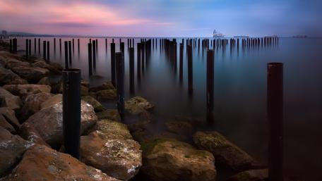 Sunset Serenity by the Shore wallpaper