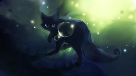 Black anime cat wallpaper
