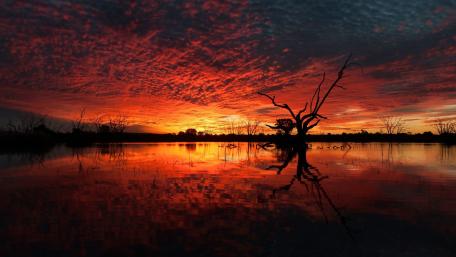 Burning sunset reflection wallpaper