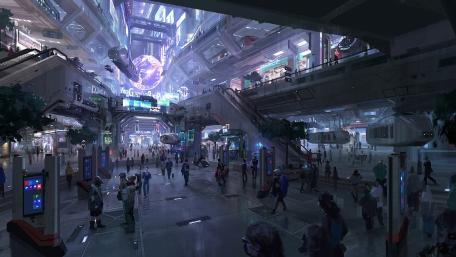 Futuristic subway station wallpaper