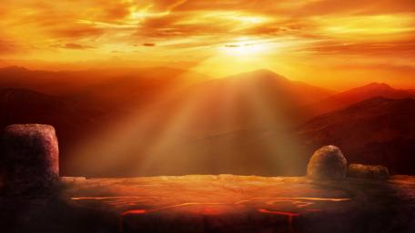 Majestic Sunset Over Enchanted Landscape wallpaper