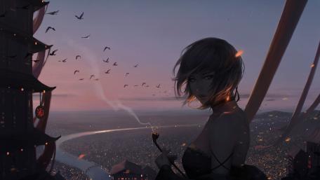 Oriental girl fantasy art wallpaper