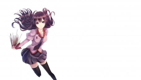 Schoolgirl in Uniform with Books wallpaper