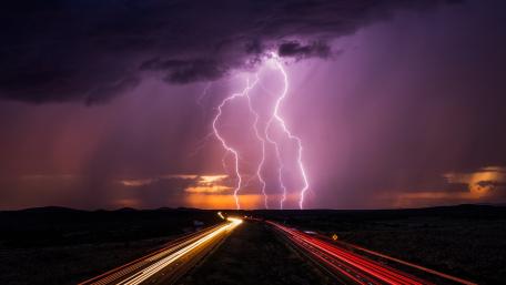 Electric Skies and Racing Lights wallpaper