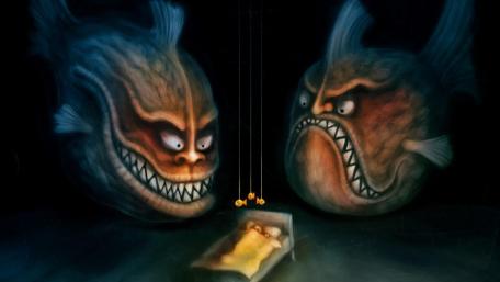 Creepy monster fishes wallpaper