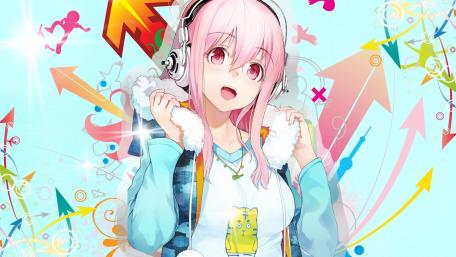 Kawaii pink-haired anime girl wallpaper