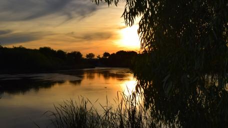 Serene Sunset Reflections on the River wallpaper