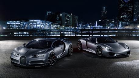 Bugatti Chiron and Porsche 918 wallpaper