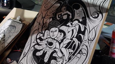 Intricate Abstract Art Design in Black and White wallpaper