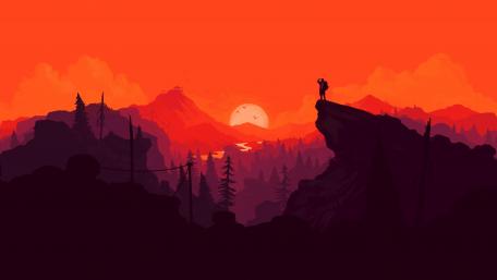 Red minimal landscape wallpaper