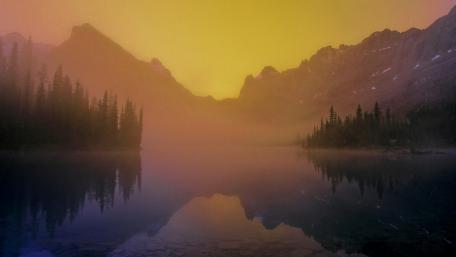 Calm mountain lake wallpaper