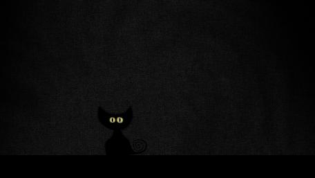 Black cat in the darkness wallpaper