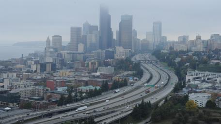 Freeway through Downtown Seattle wallpaper