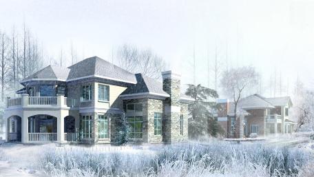Model house in winter wallpaper