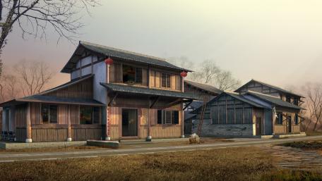 Charming Farmhouse in Serene Countryside wallpaper