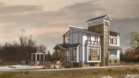 3D modern house model wallpaper