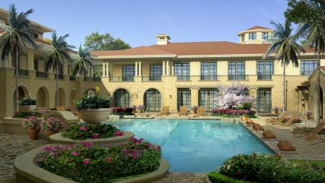 Luxurious Villa Surrounded by Tropical Serenity wallpaper