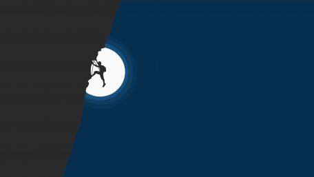 Night climbing at full moon minimal art wallpaper