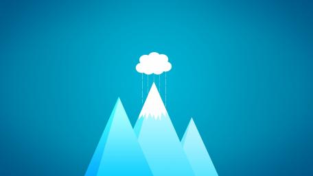 Serene Blue Peaks and Minimalist Cloud Art wallpaper