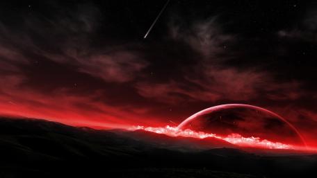 Red Dawn Over Alien Frontier wallpaper