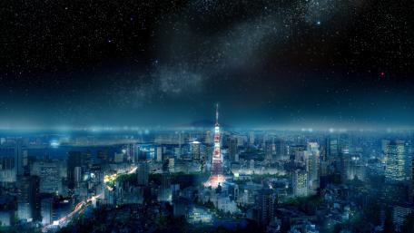 Milky way over the Tokyo Tower wallpaper