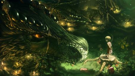 Dragon and a little girl friendship wallpaper